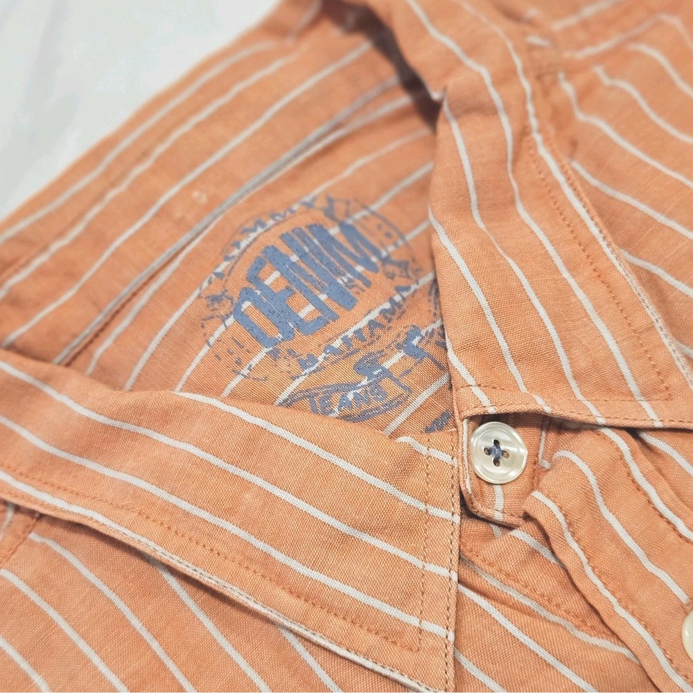 Tommy Bahama Denim Jeans Maker Men's XL Casual Shirt Orange Cotton Stripe
